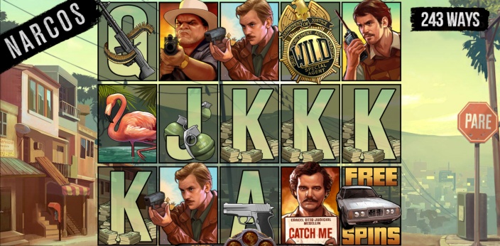 Graphics of the popular casino slot game Narcos by NetEnt